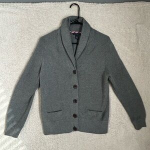 Tommy Hilfiger Men’s  Button Cardigan Gray Heather Large. Preppy